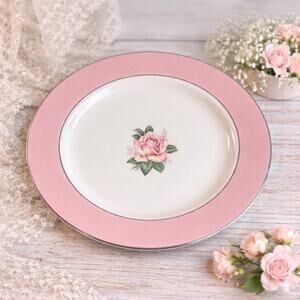 VTG Lifetime China Semi Vitreous Cottage-core OH "Pink Rose" - 7" Small Plates